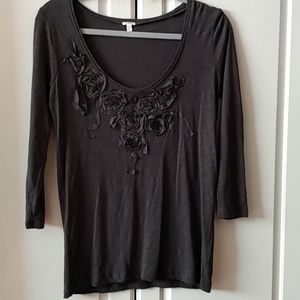 3/4 sleeve JCrew top, size small, dark gray